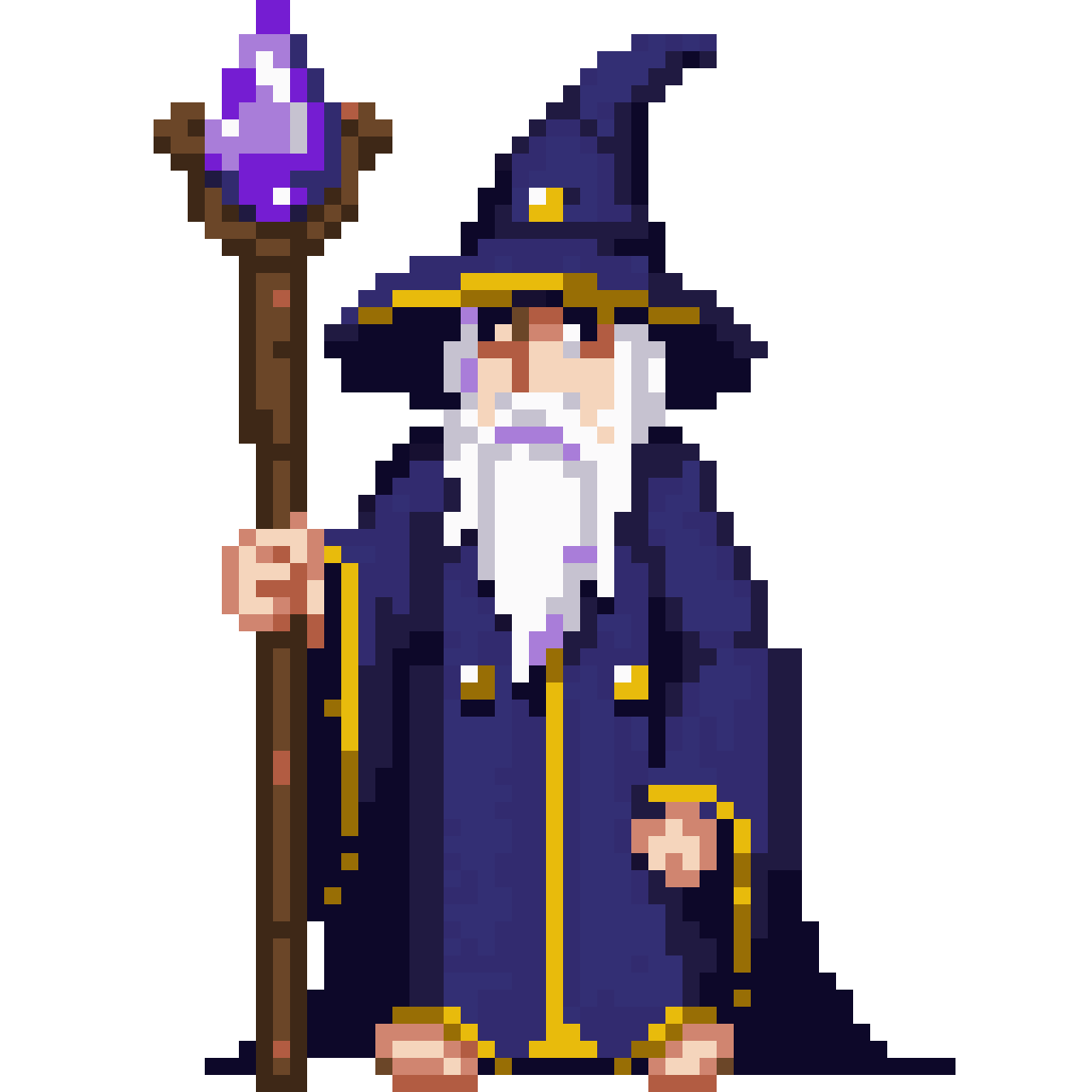 Midnight blue wizard pixel art