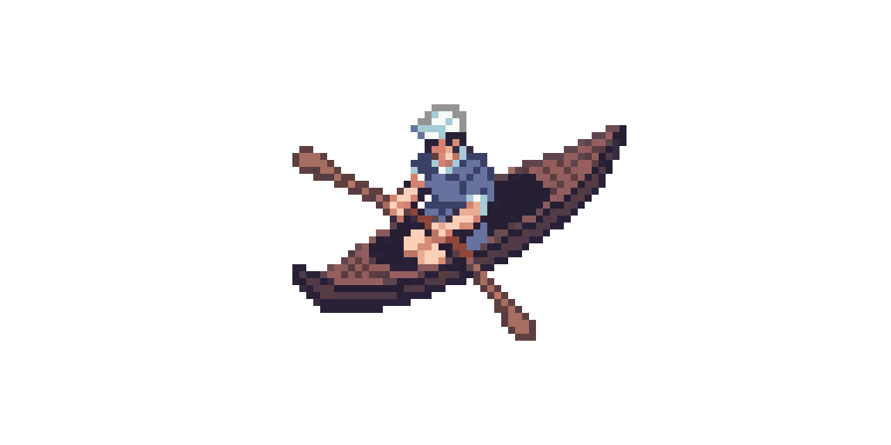 Lone Rower in Pixel Art pixel art