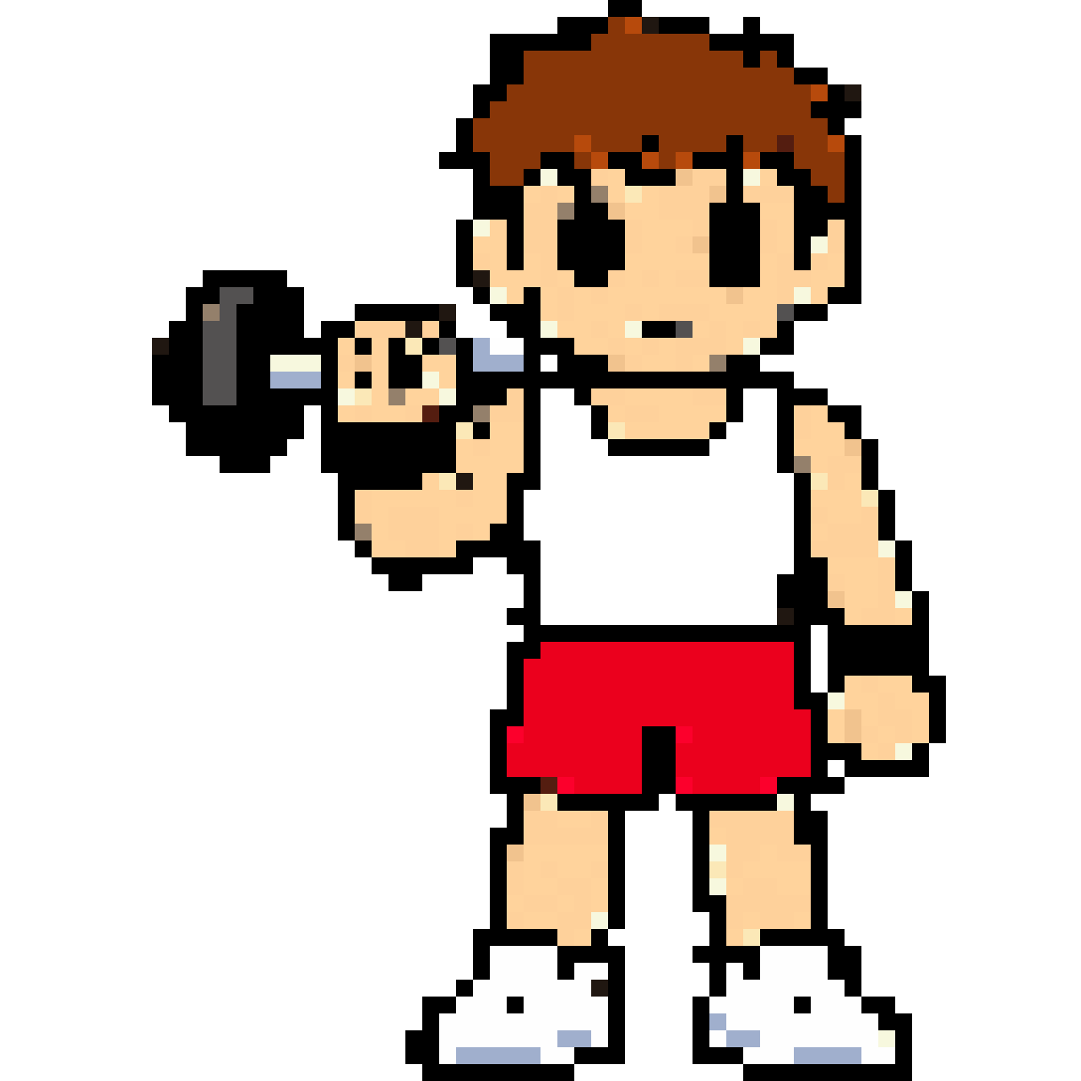 Character with barbell pixel art