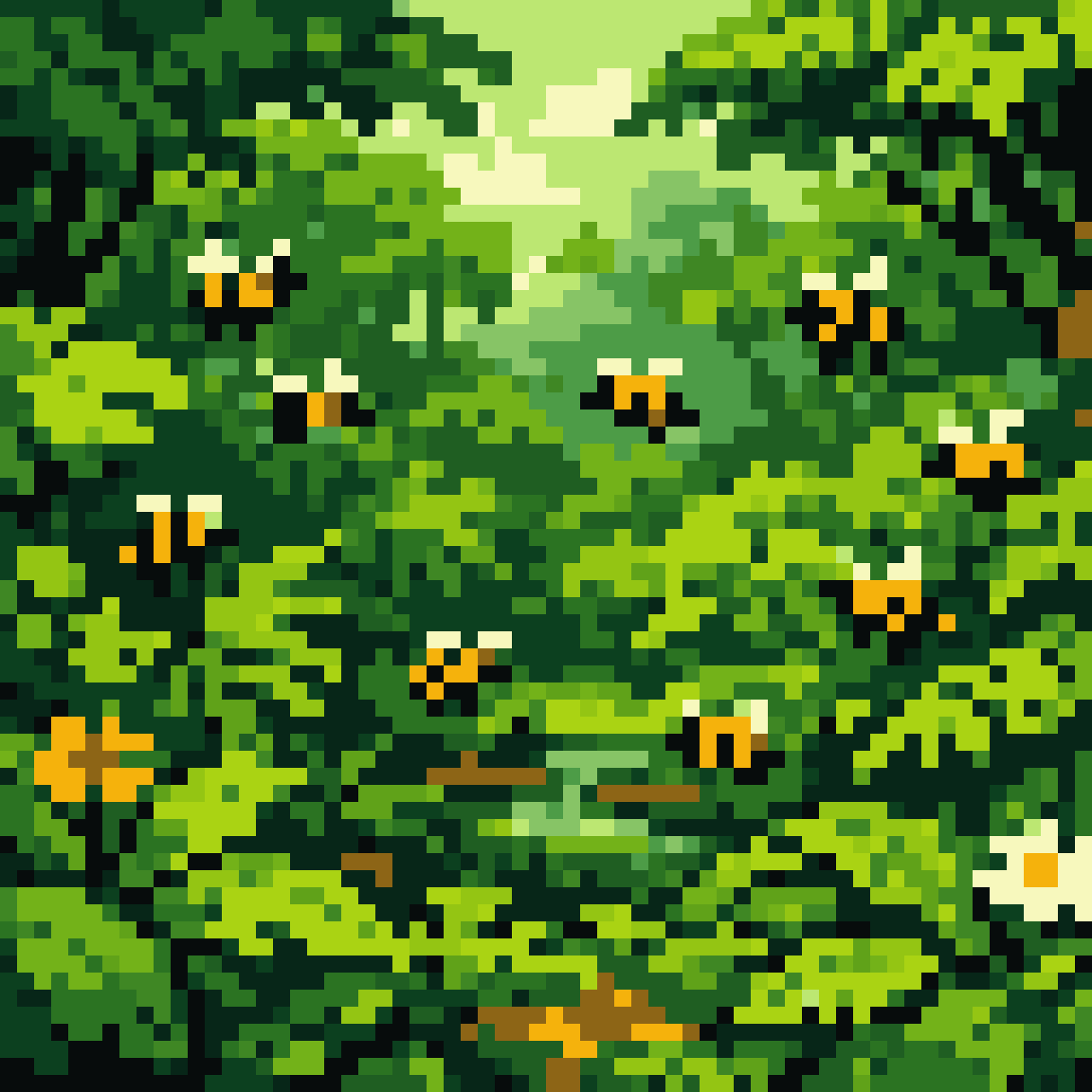 Lush forest background pixel art