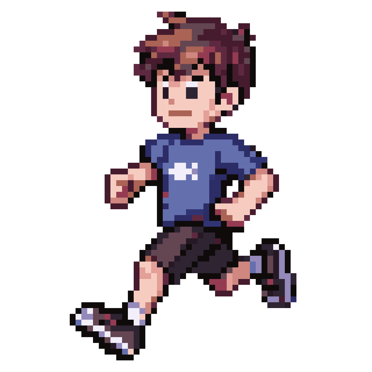 Running junior high school boy pixel art