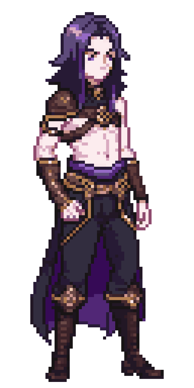 Anime-style fantasy warrior male pixel art