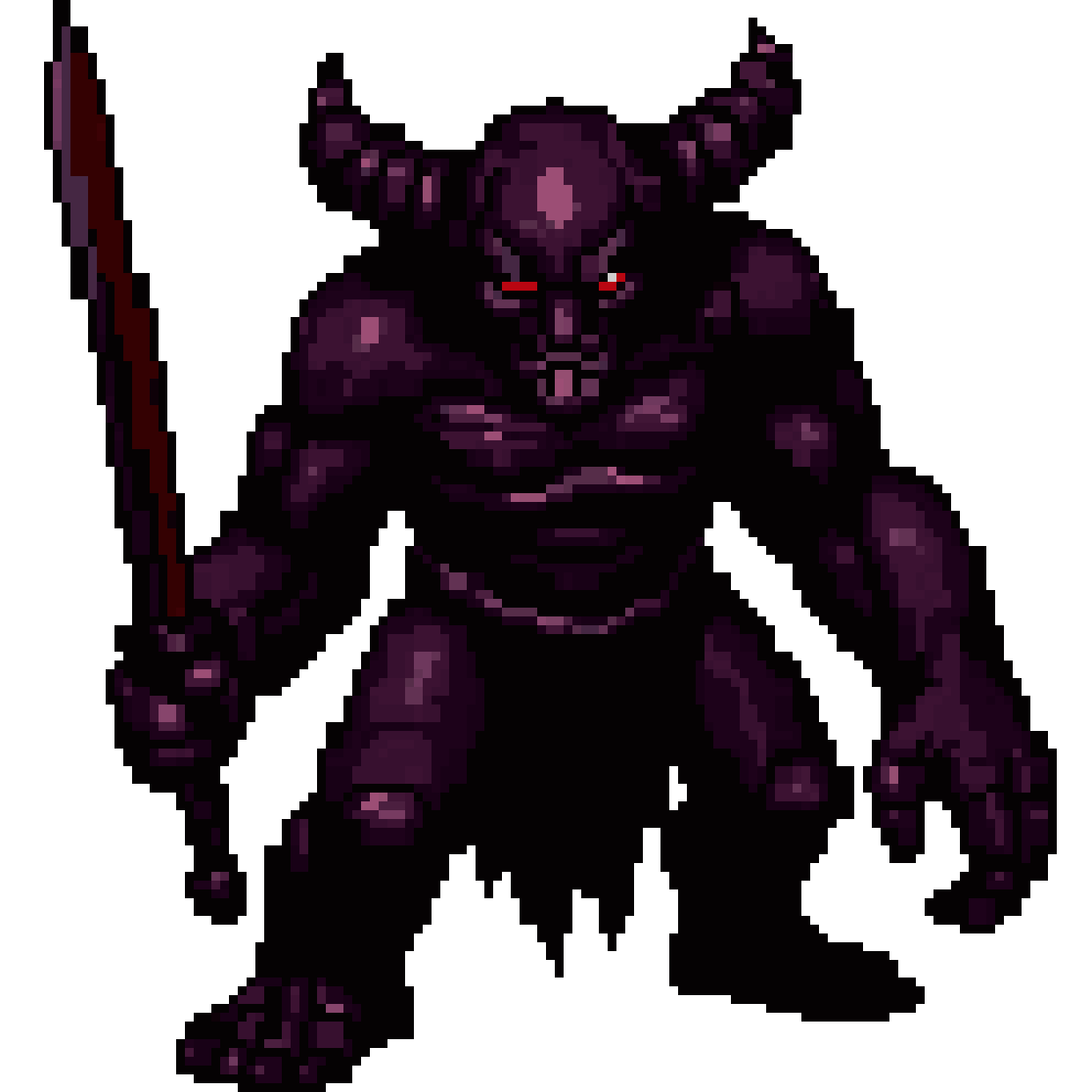 dark fantasy demon with 3 pixel art