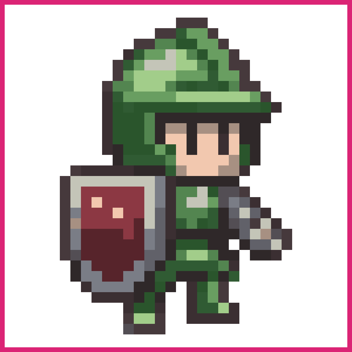 Cute Blocky Green Knight | Sprite-AI