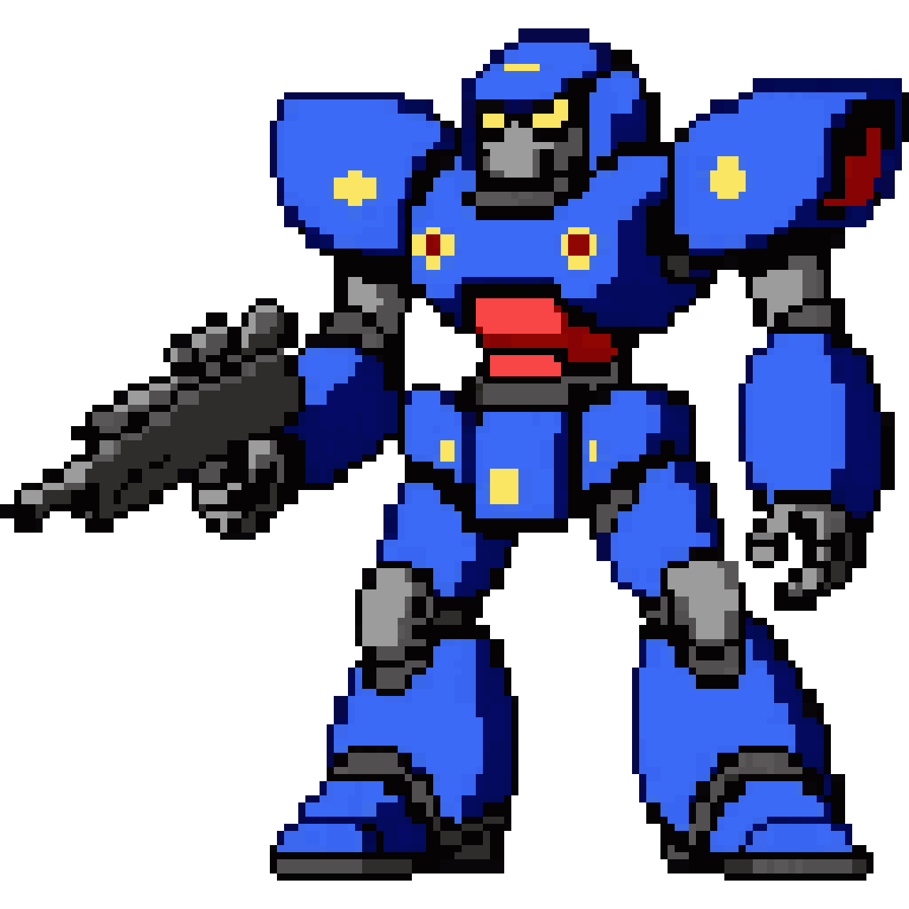 Blue robot unit — 128×128 pixel art sprite