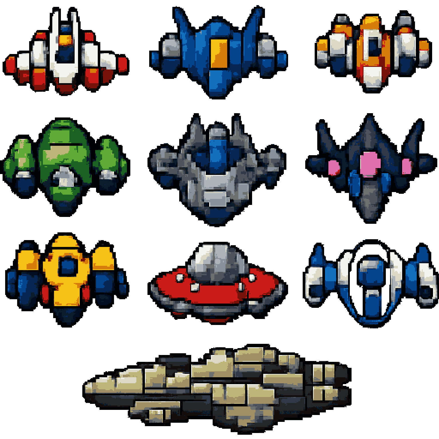 10 pixel art spaceships pixel art