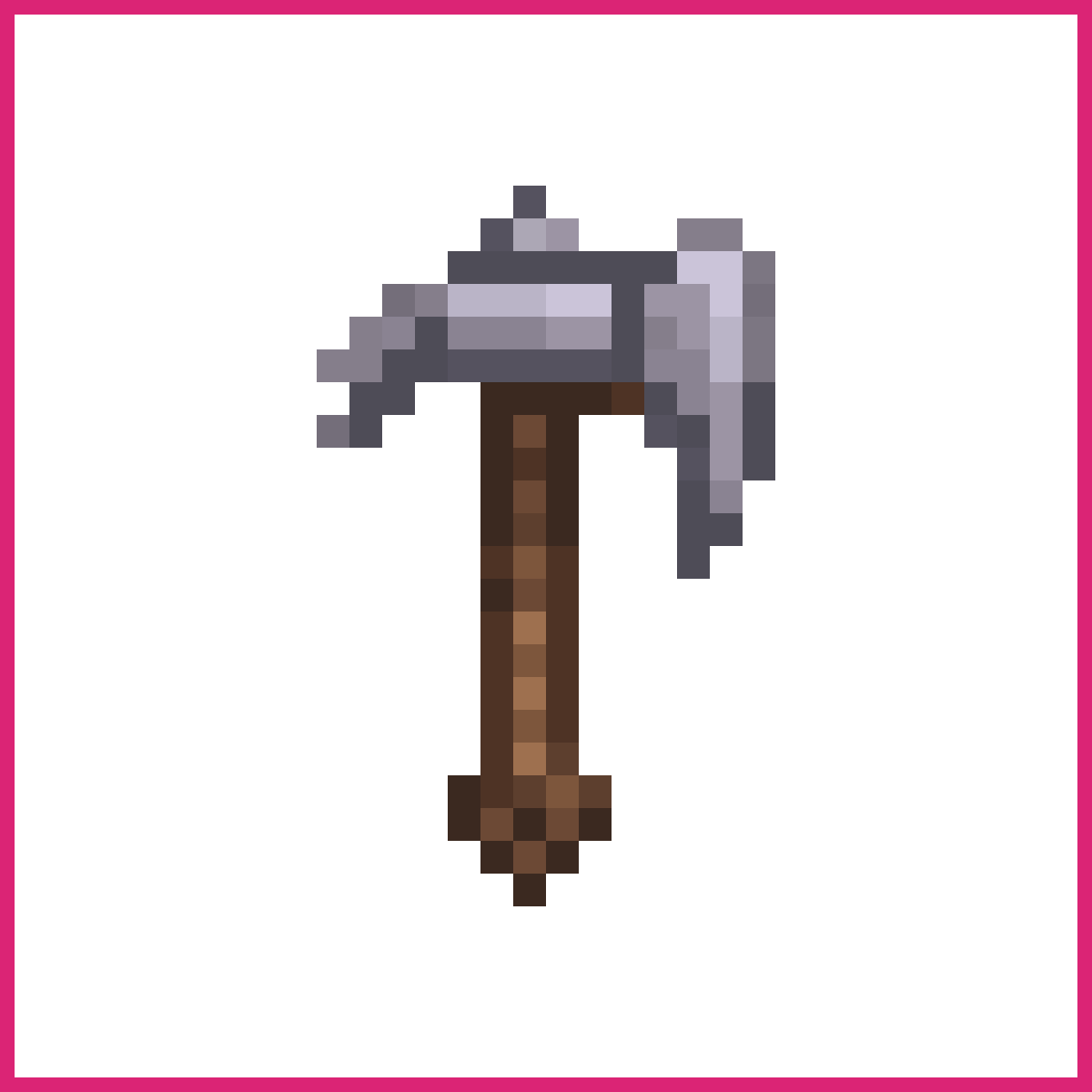 32x32 pixel art pickaxe, dark wood handle, gray... | Sprite-AI
