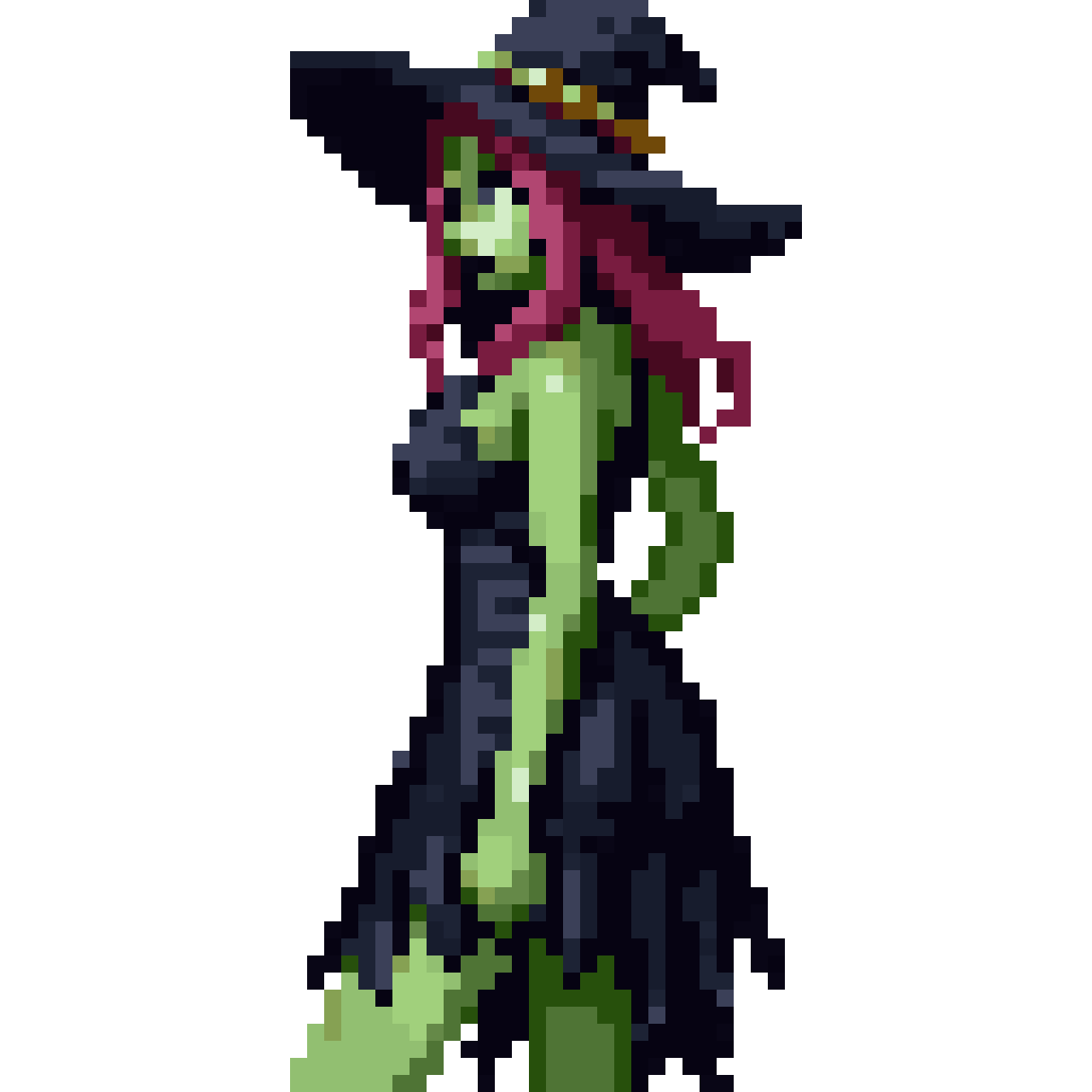 sexy green witch with red hair pixel art