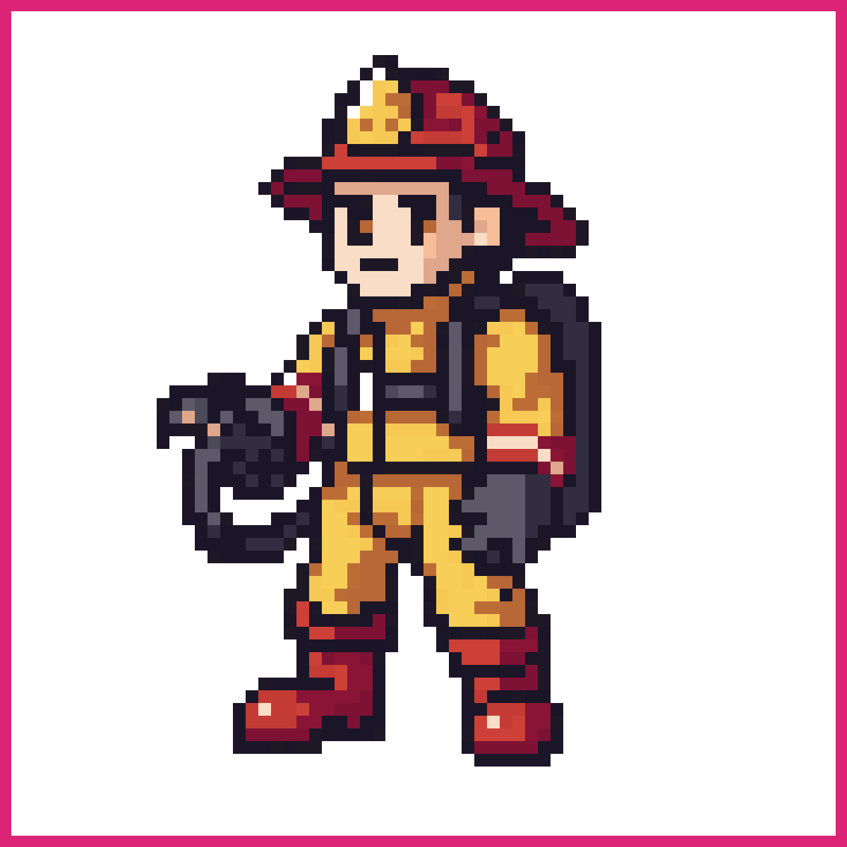 pixel art sprite of a firefighter, front-facing... | Sprite-AI