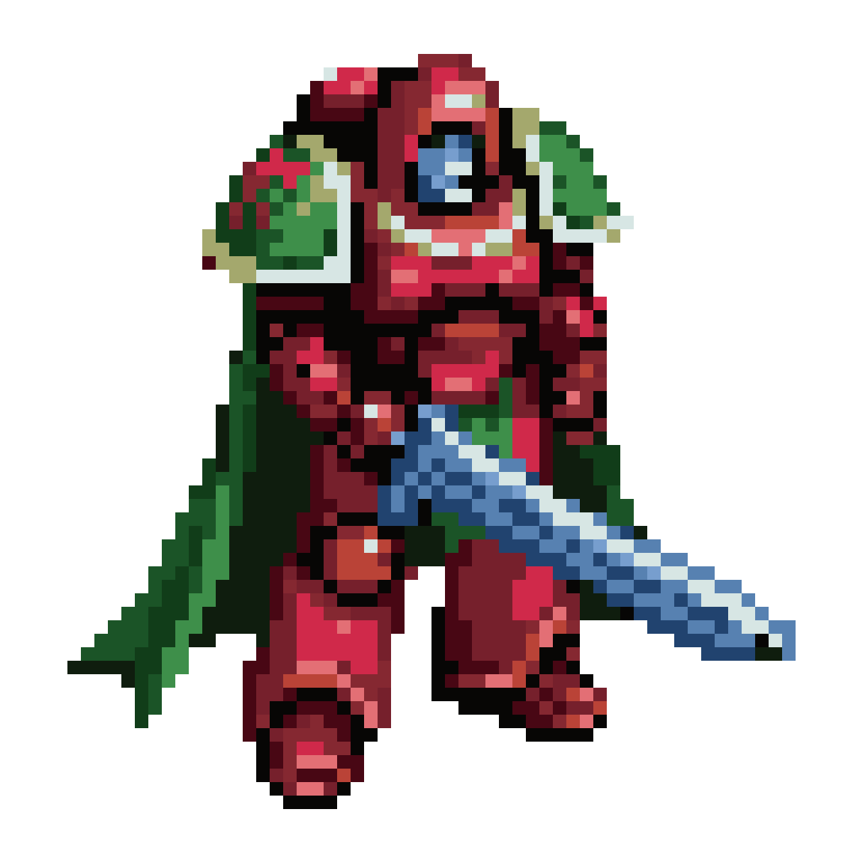 Space Marine with power sword pixel art