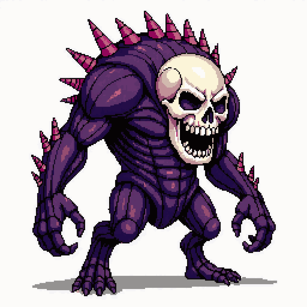 a huge ink monster with pixel art