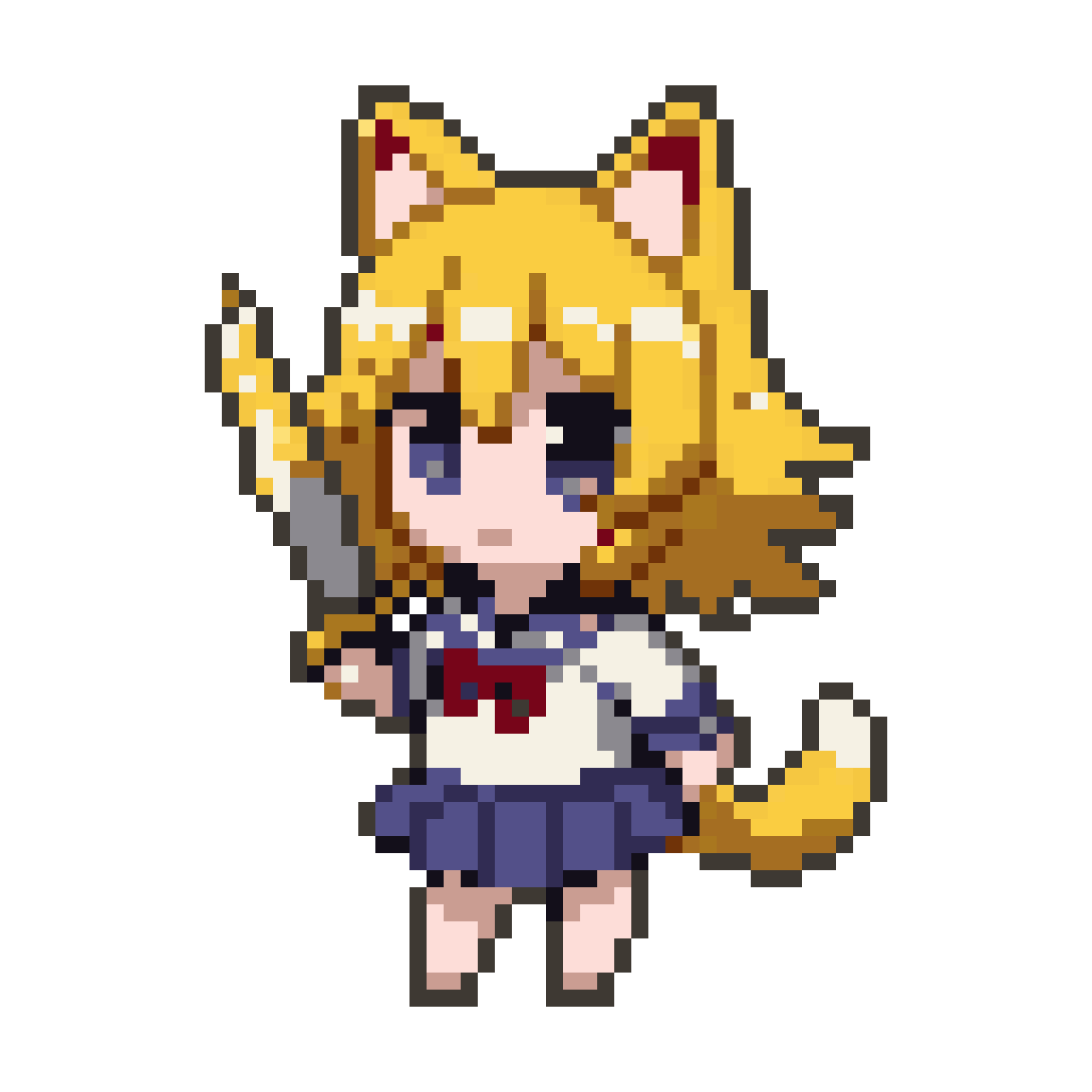 chibi anime catgirl with sword pixel art