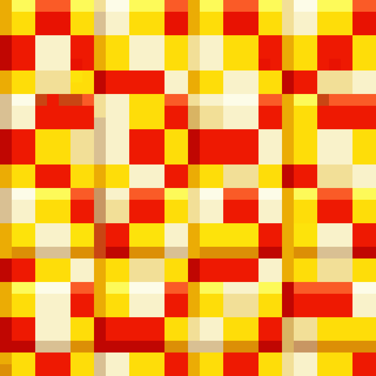 Cartoony yellow and red board pixel art