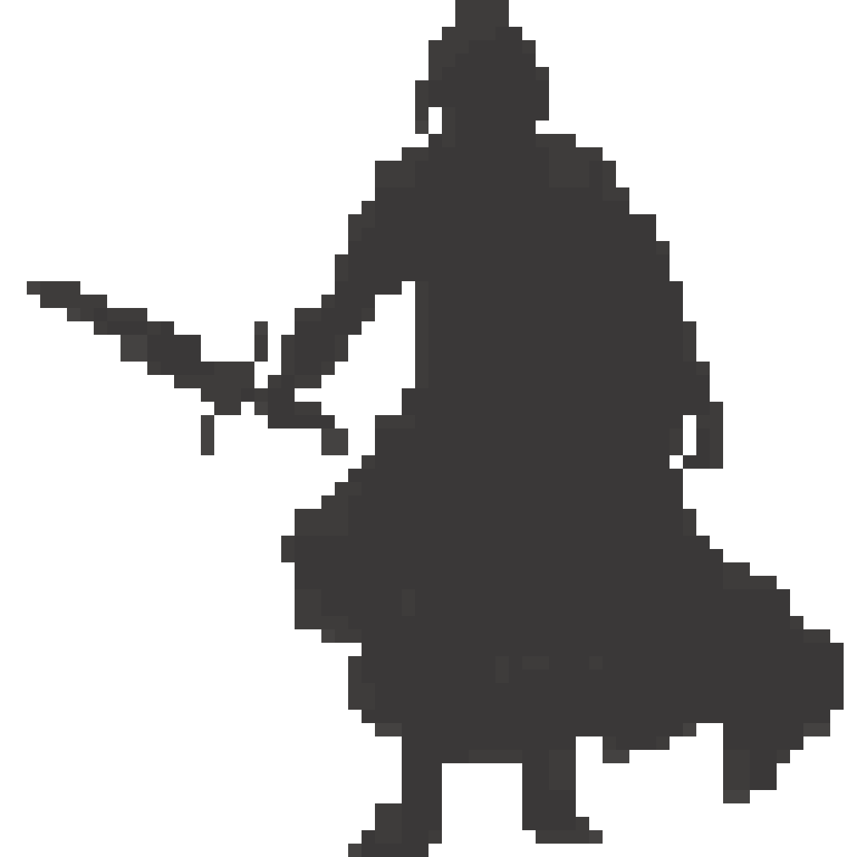 Sword-wielding silhouette pixel art