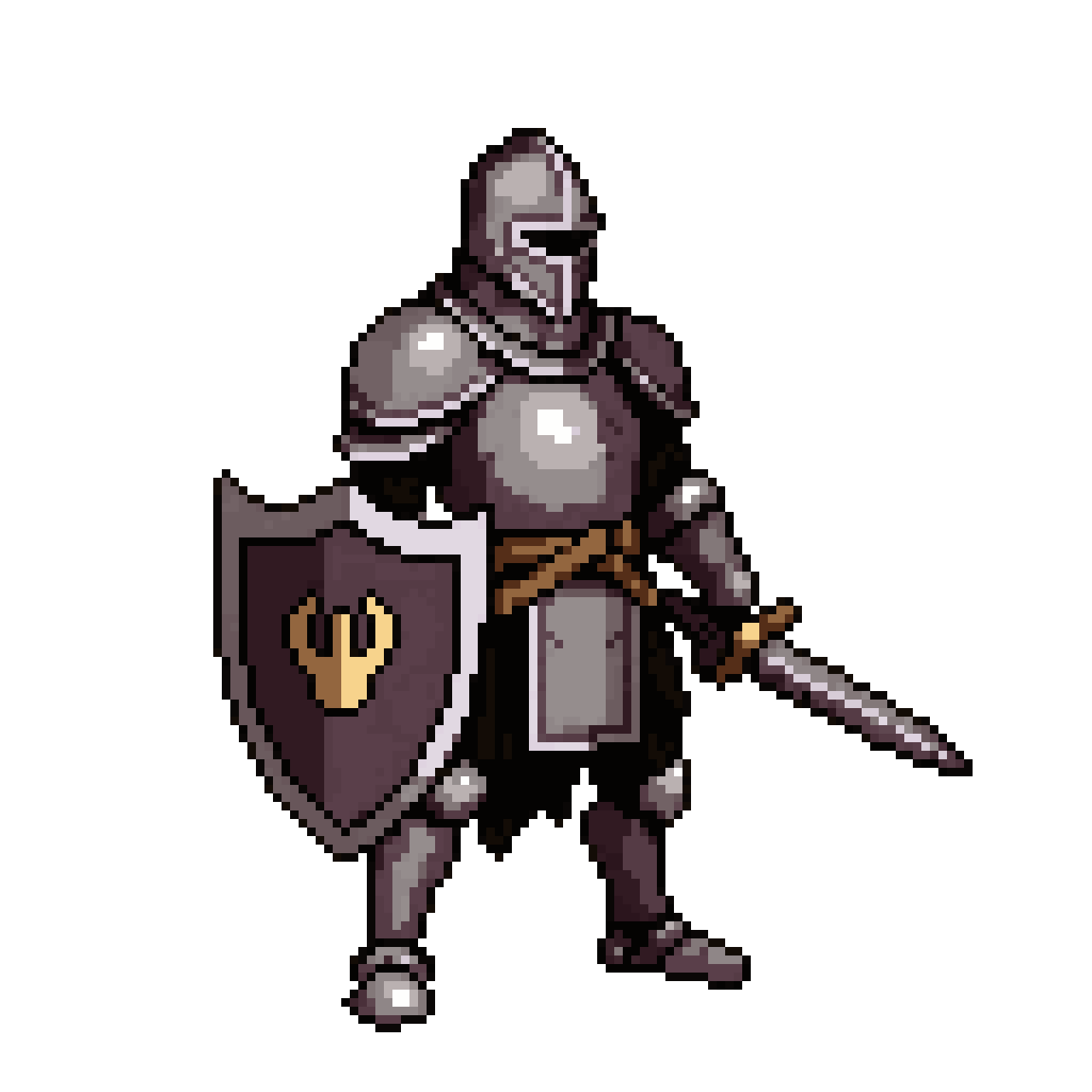 medieval knight with sword and pixel art