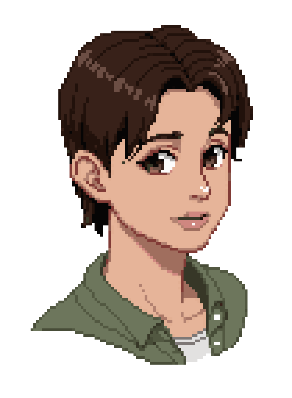 Young Boy with Grey Eyes pixel art