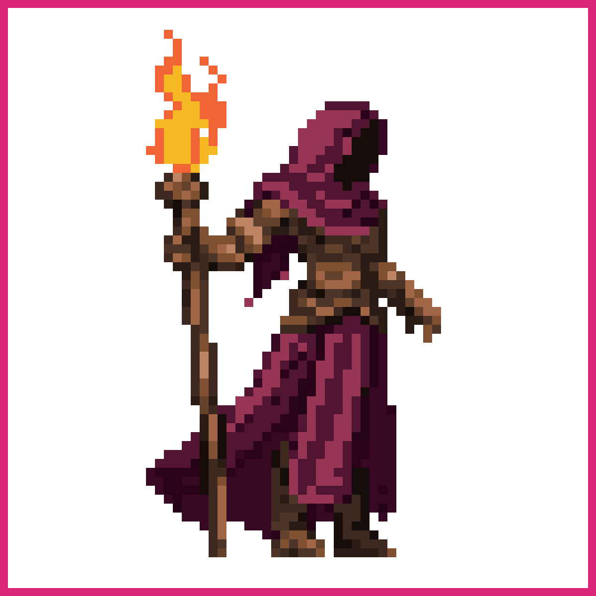 Fire Mage with Staff Side View | Sprite-AI