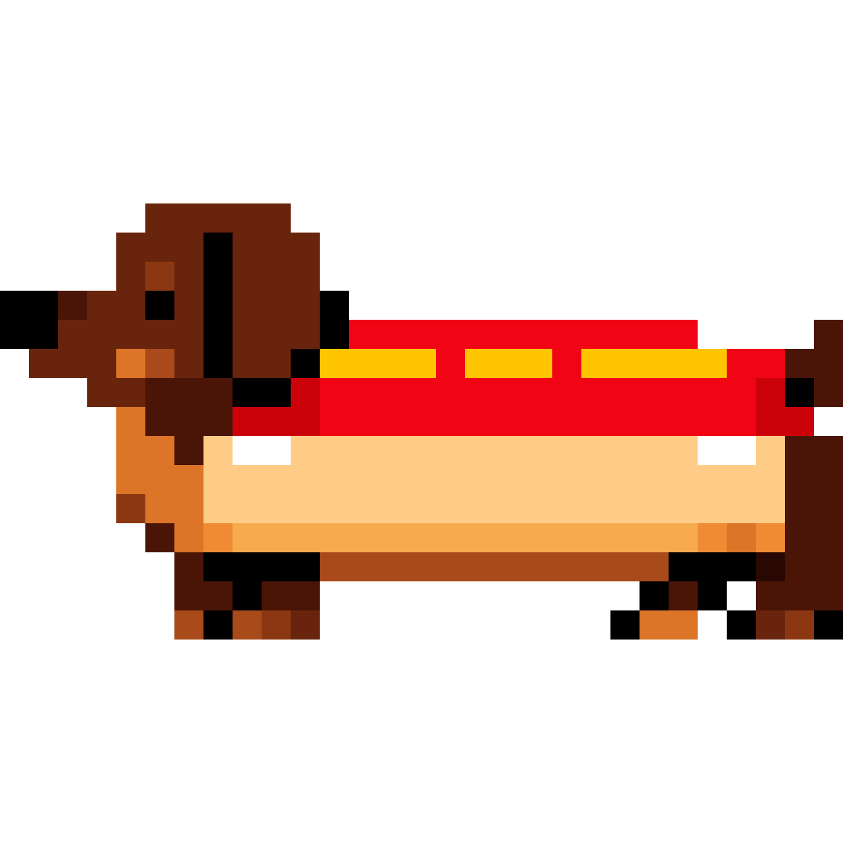 Hot Dog Teckel with Mustard pixel art