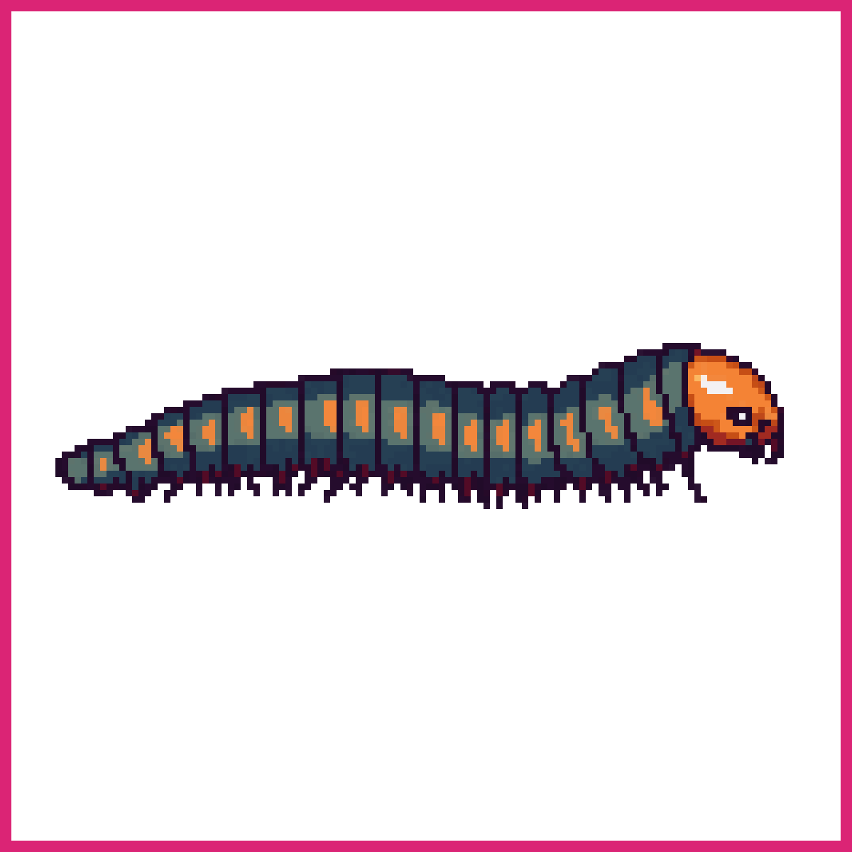 Detailed Orange and Teal Millipede | Sprite-AI