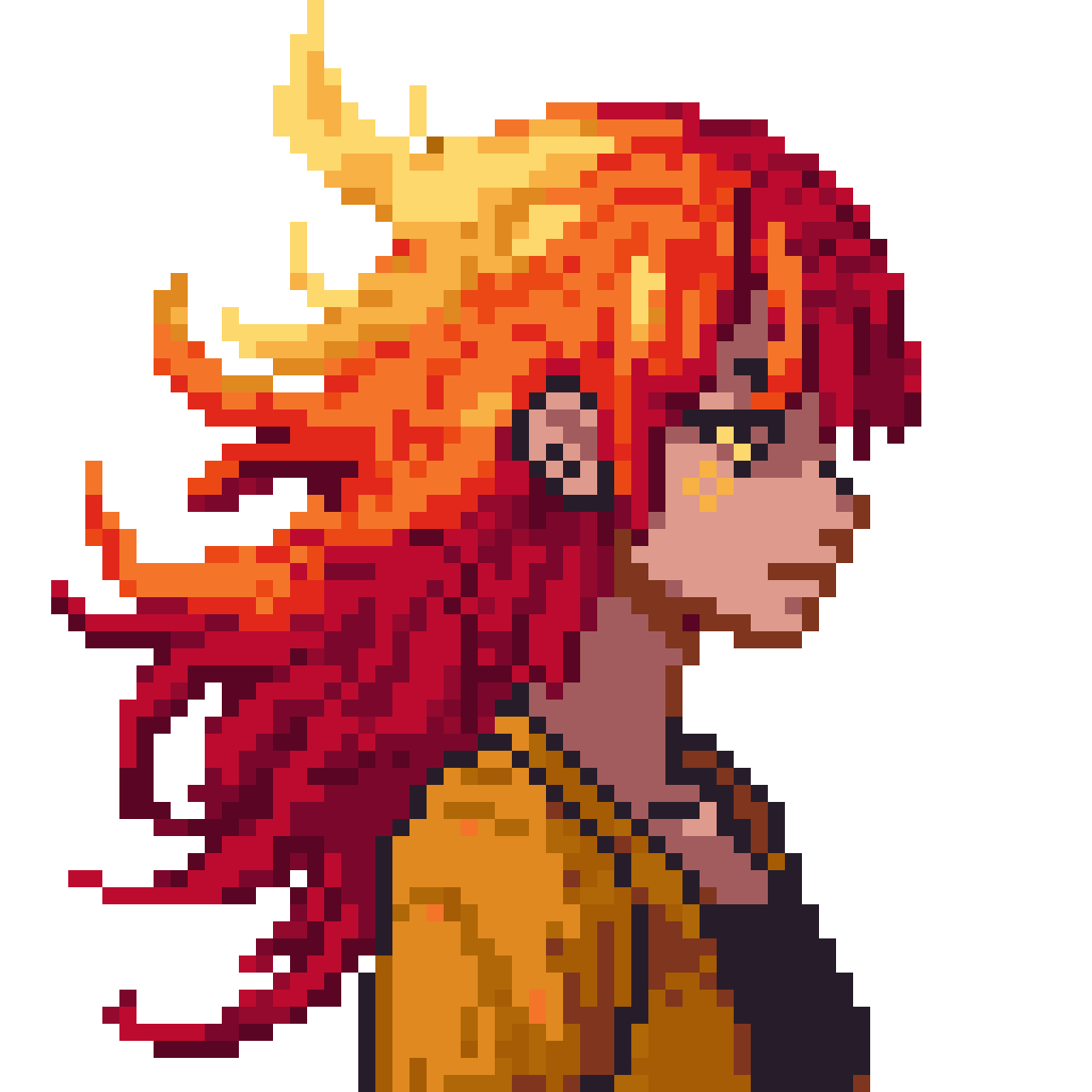 Female flame spirit pixel art