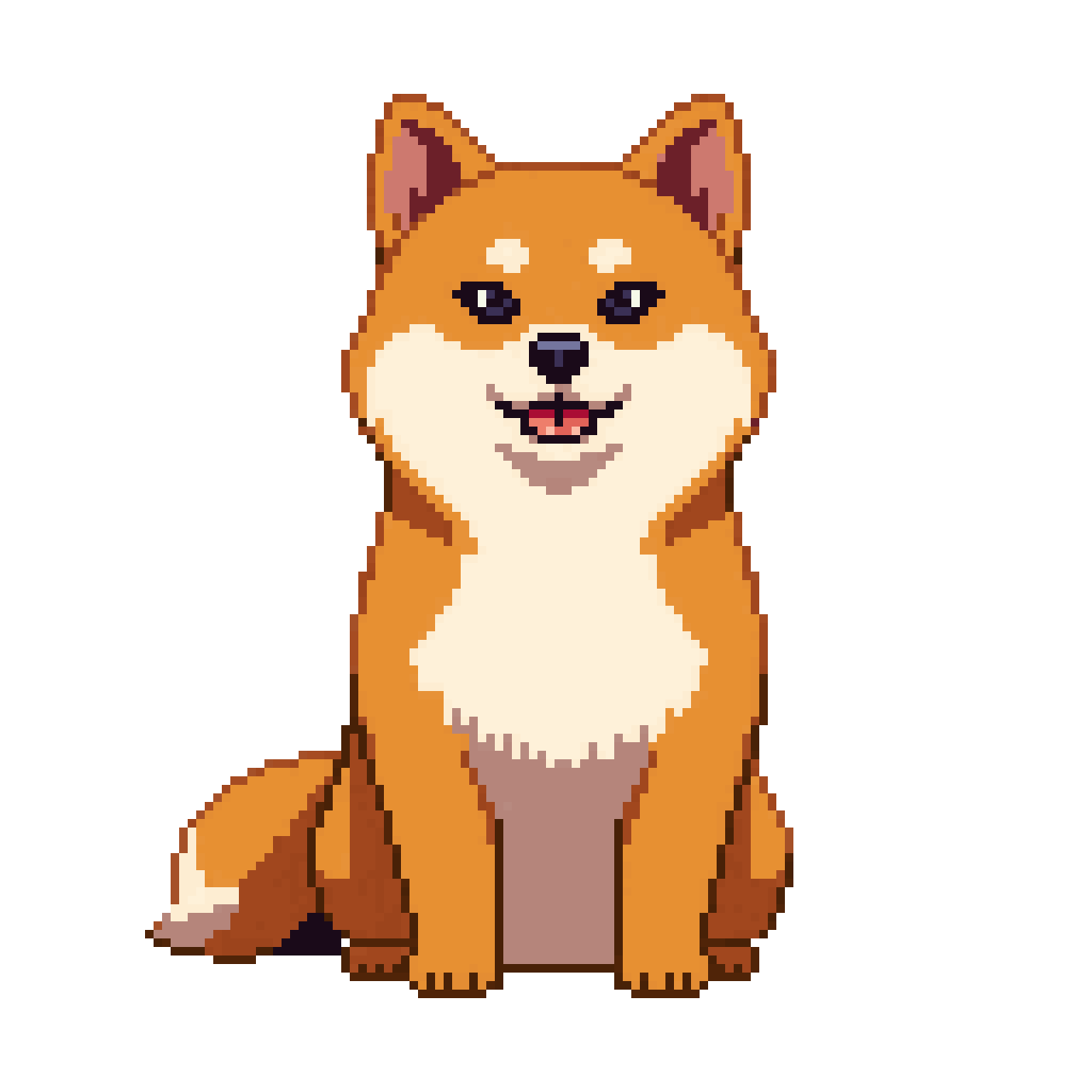Shiba Inu Dog Sitting pixel art