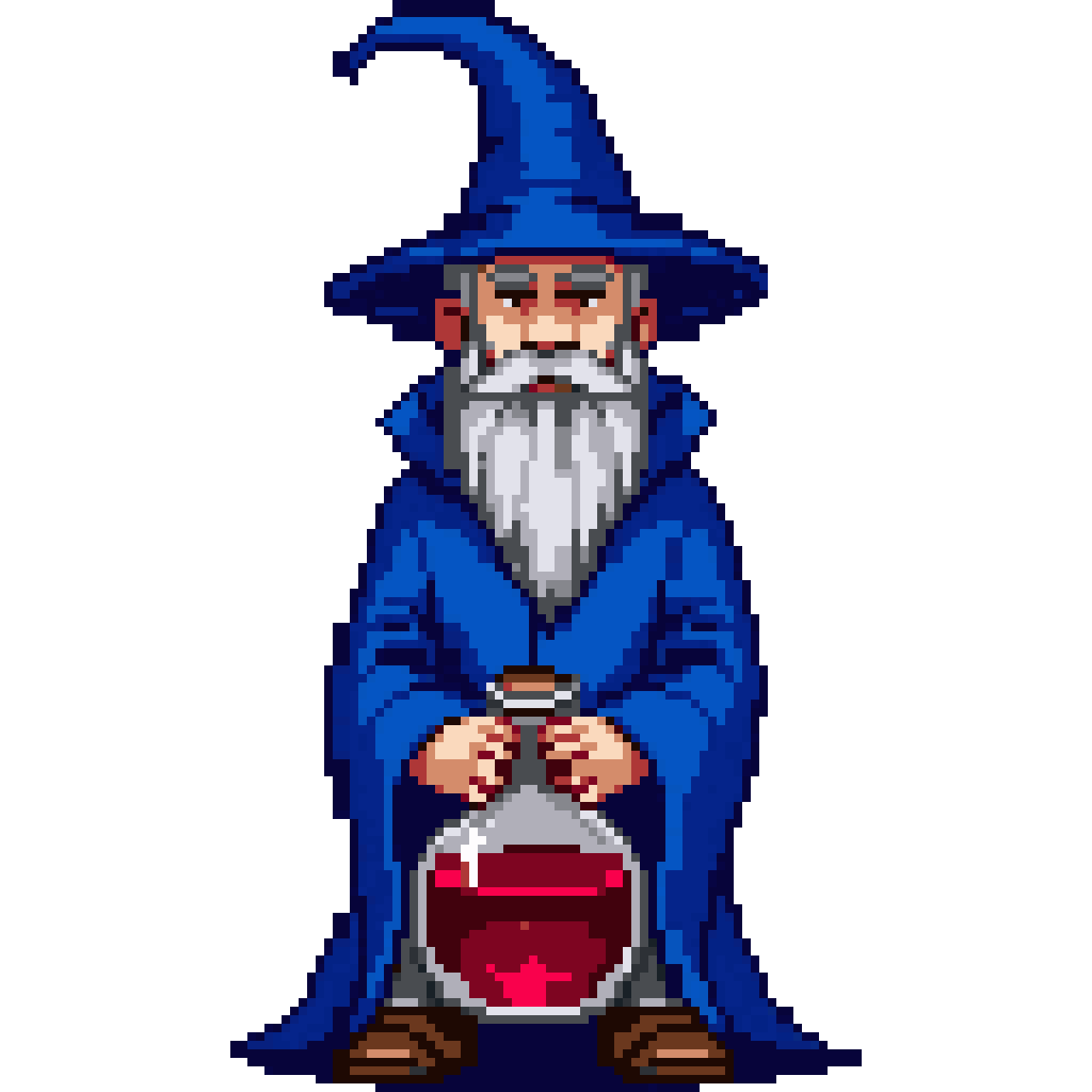 Wizard with potion pixel art