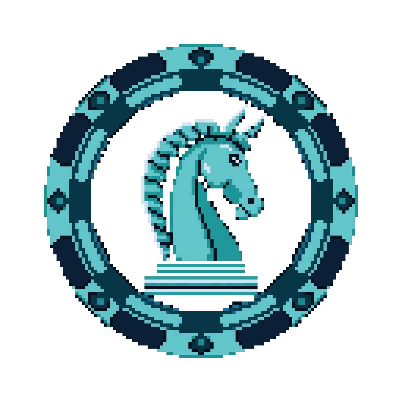 Art Deco Casino Chip with Knight pixel art