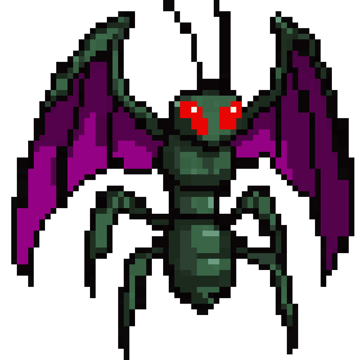 Dark mantis creature pixel art
