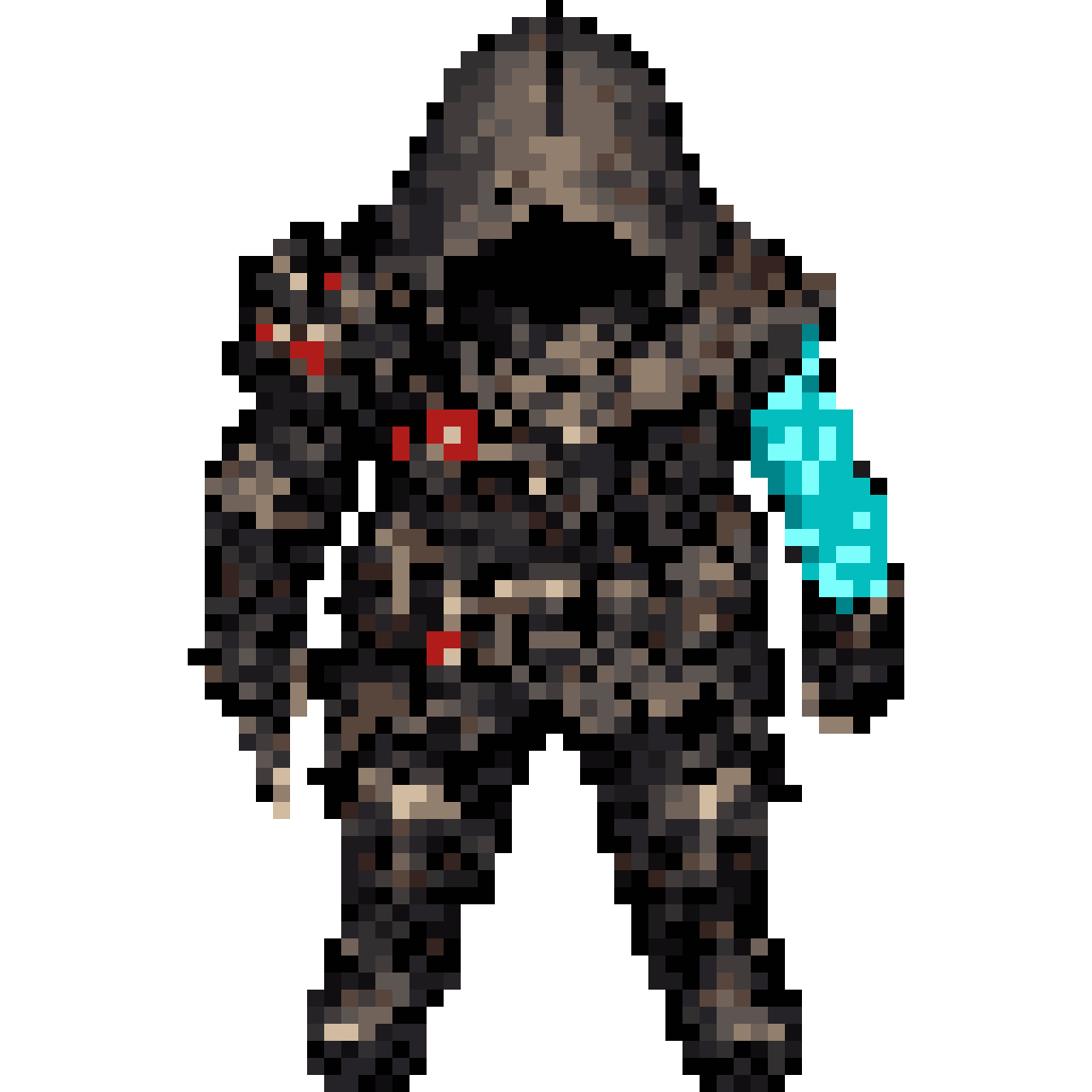 Dark fantasy sci-fi character pixel art