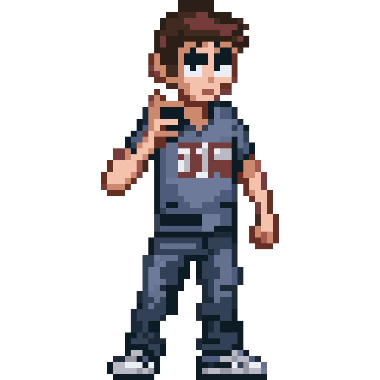 Determined young man pixel art