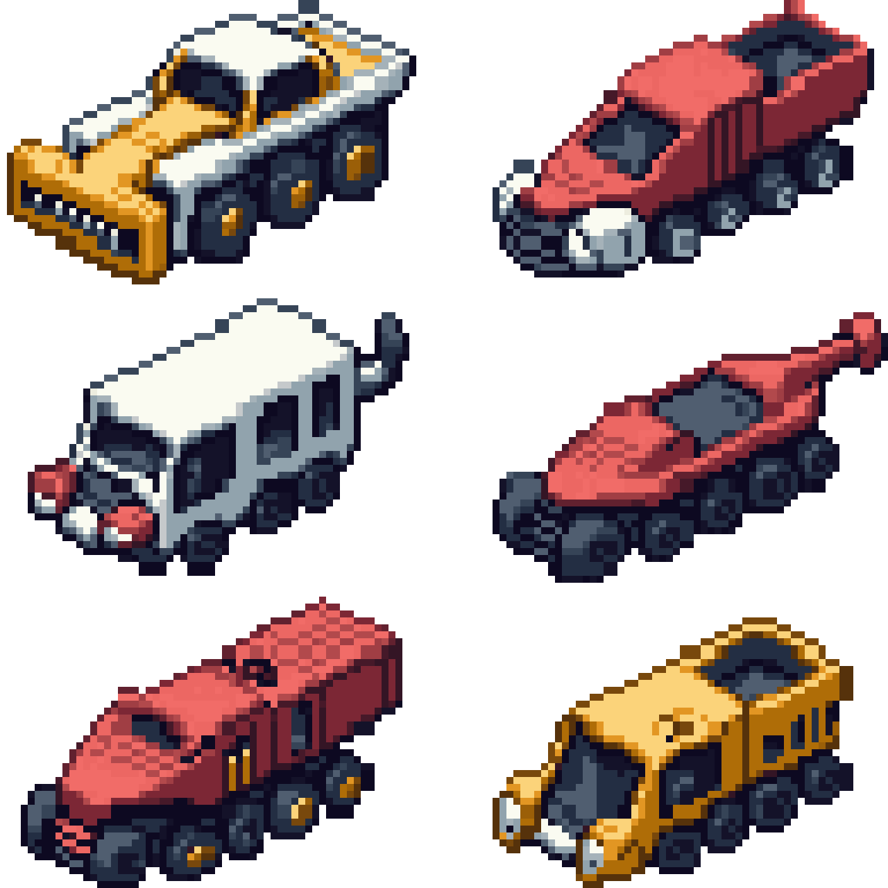 Harvester AI ship variants pixel art