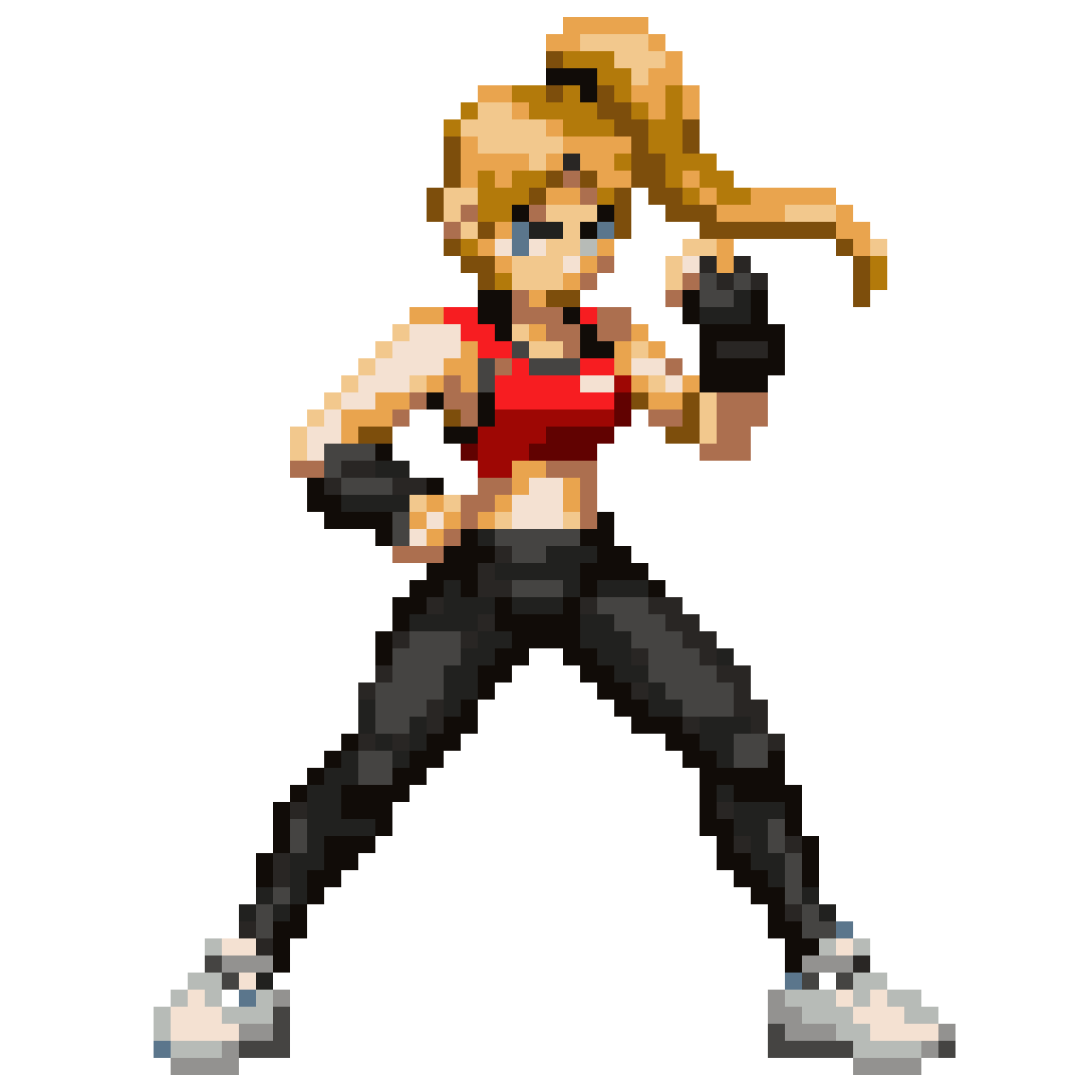 Female fighter character pixel art