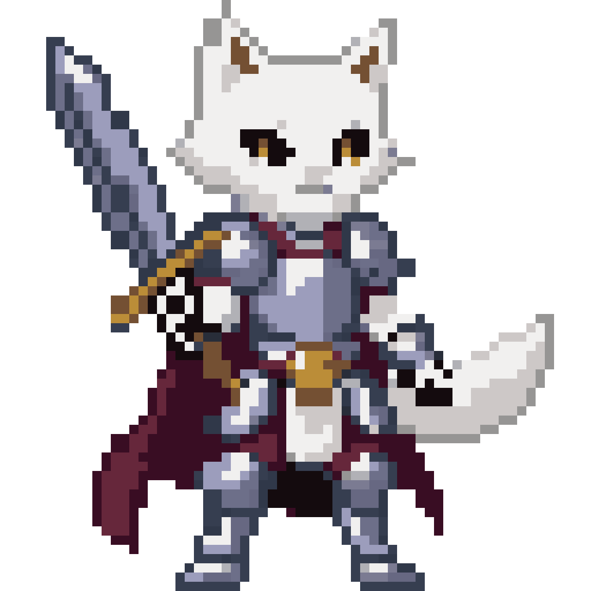 White cat paladin pixel art