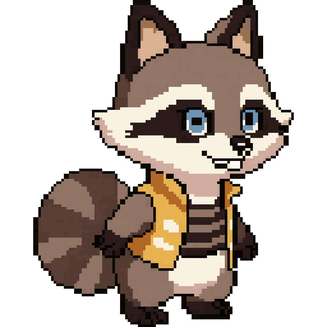 Raccoon character pixel art