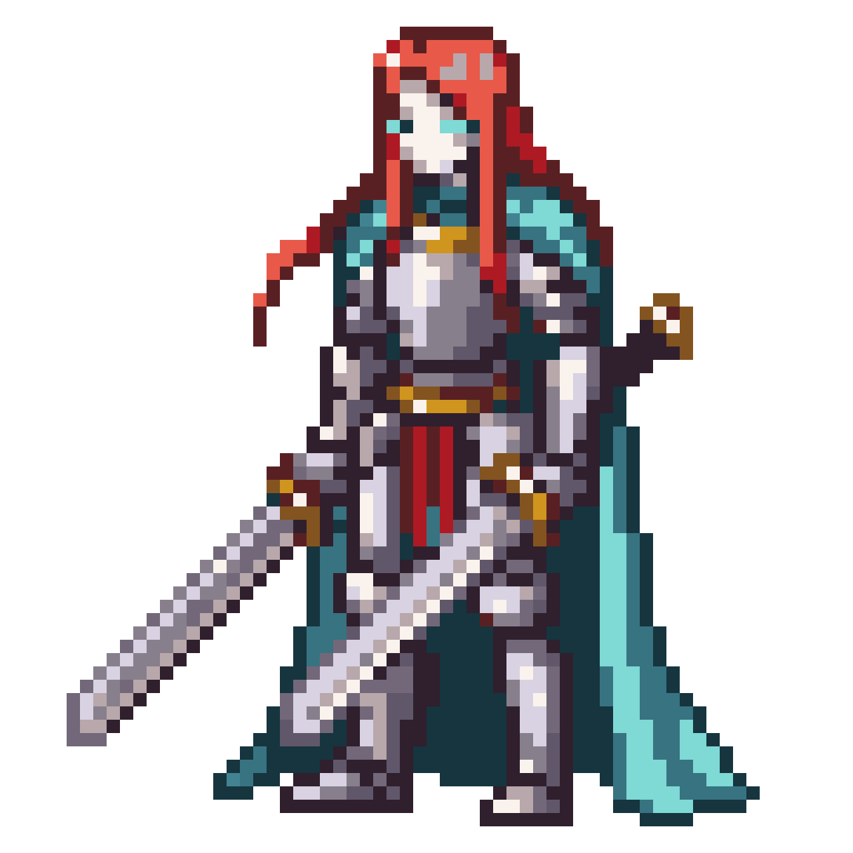 Medieval knight with swords pixel art
