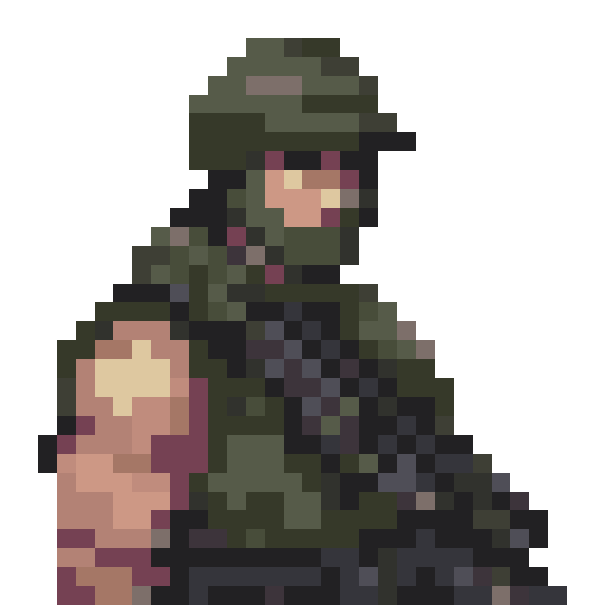 old soldier like Rambo pixel art