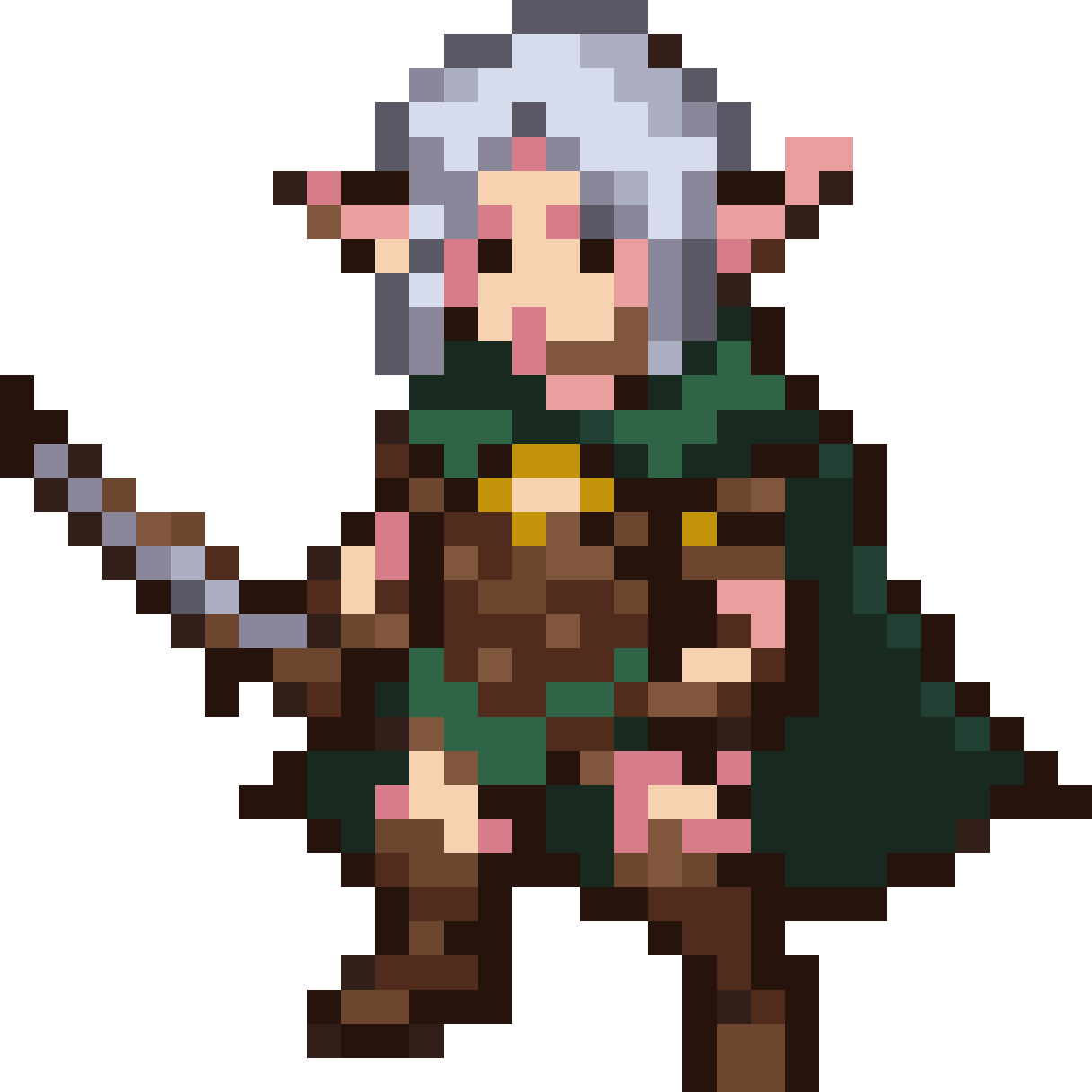 Young elven woman Lyra pixel art