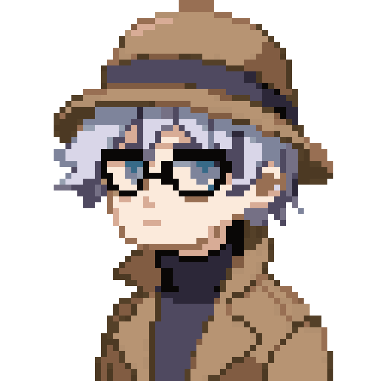 Laid-back genius character pixel art