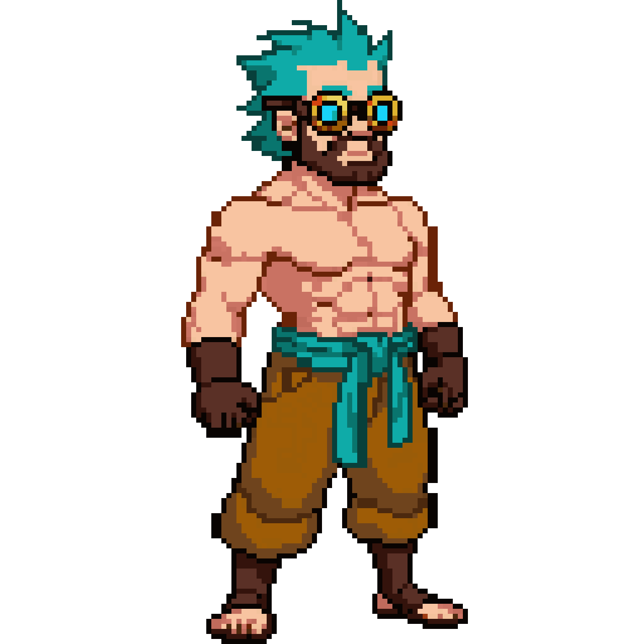 Steampunk karate fighter pixel art