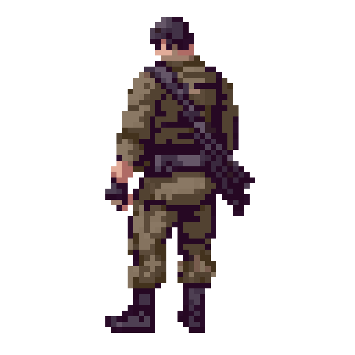 Top Down Soldier with Gun pixel art
