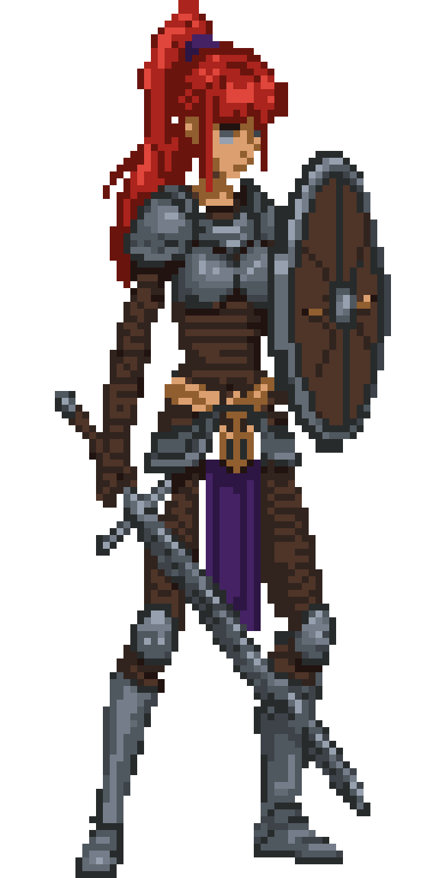 female medieval warrior pixel art