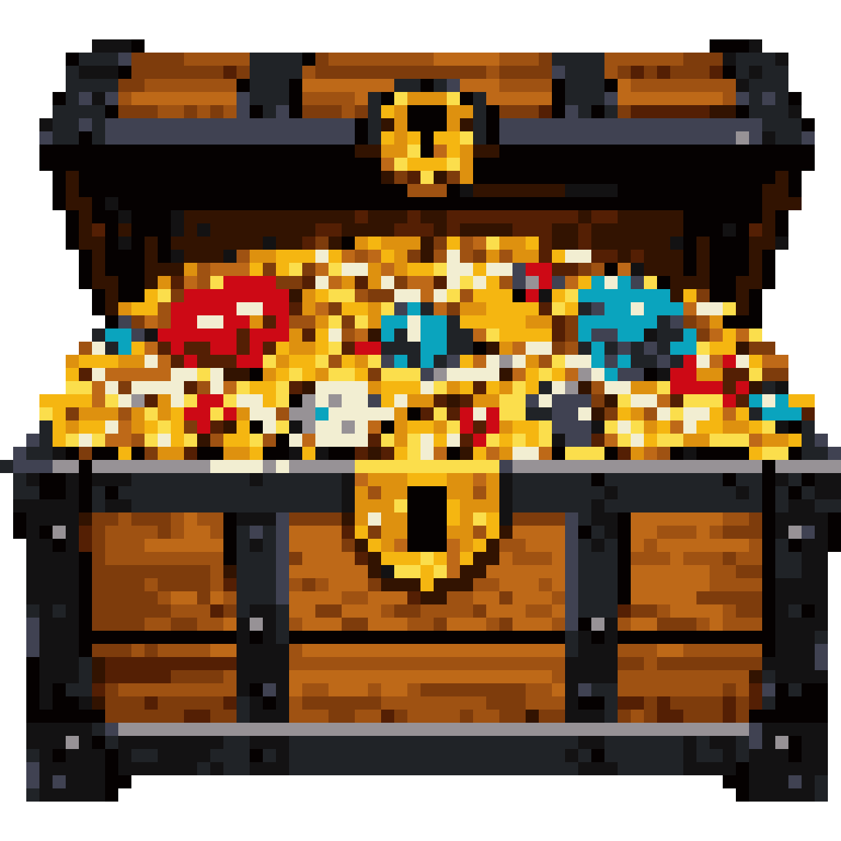 Treasure chest full of gold pixel art