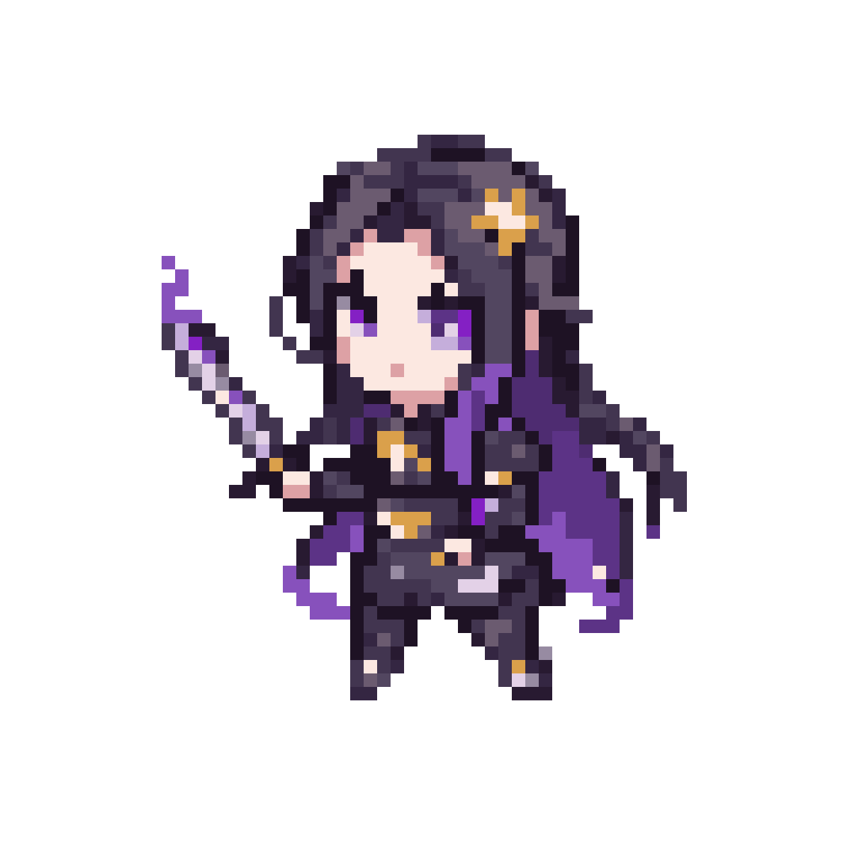 elegant anime female swordswoman pixel art