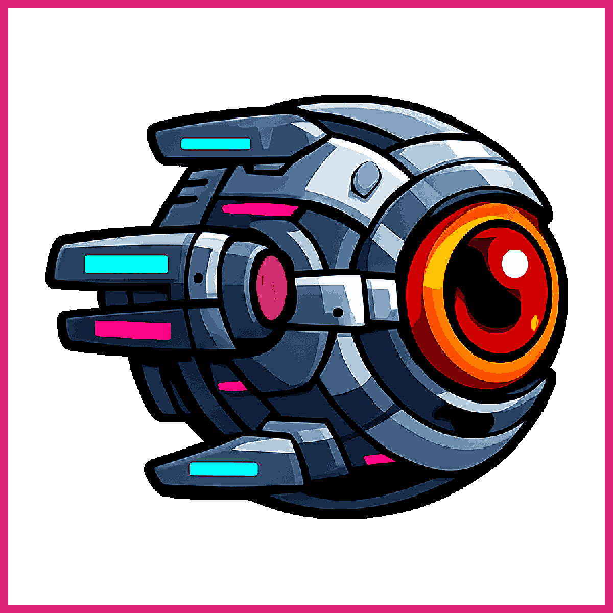 circular cybernetic drone robot enemy | Sprite-AI