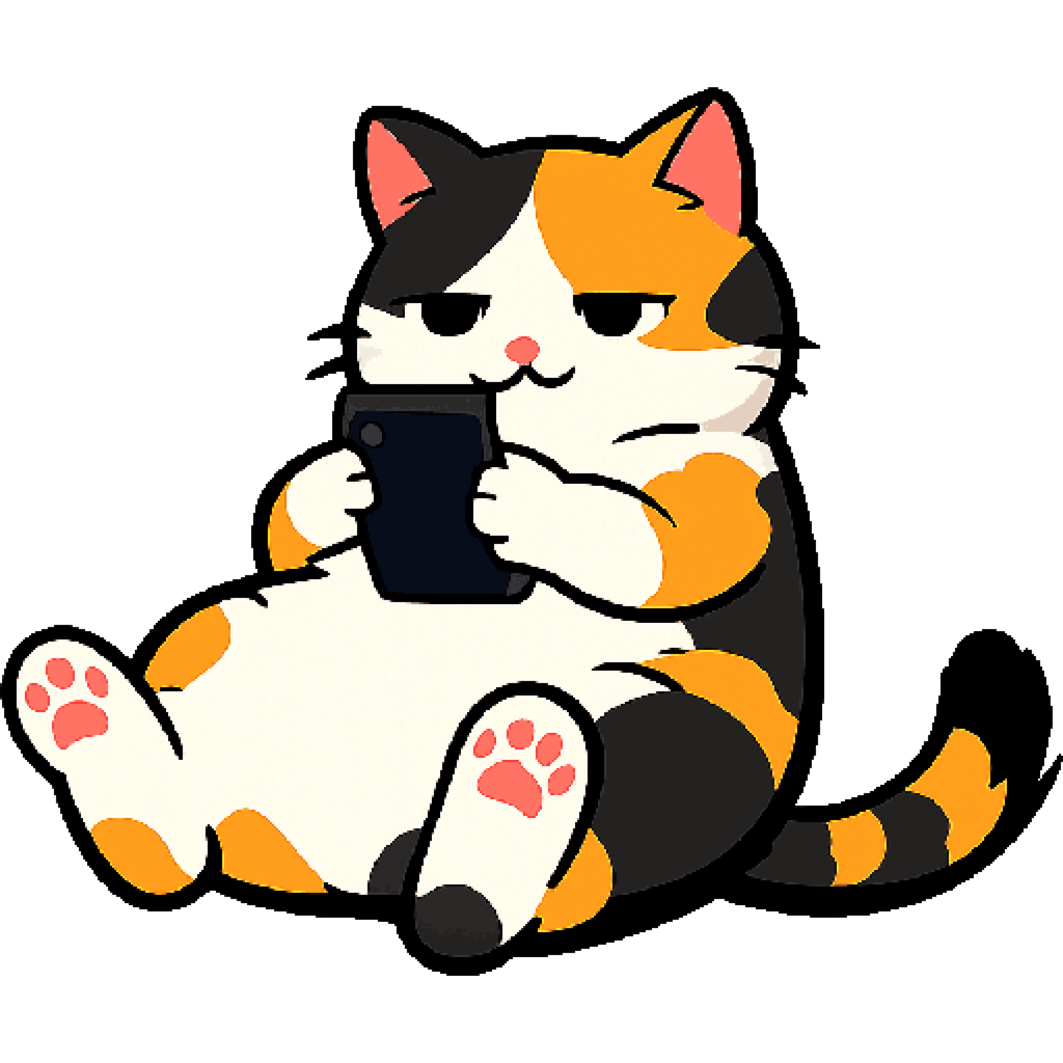 Lazy Cat Using Smartphone pixel art