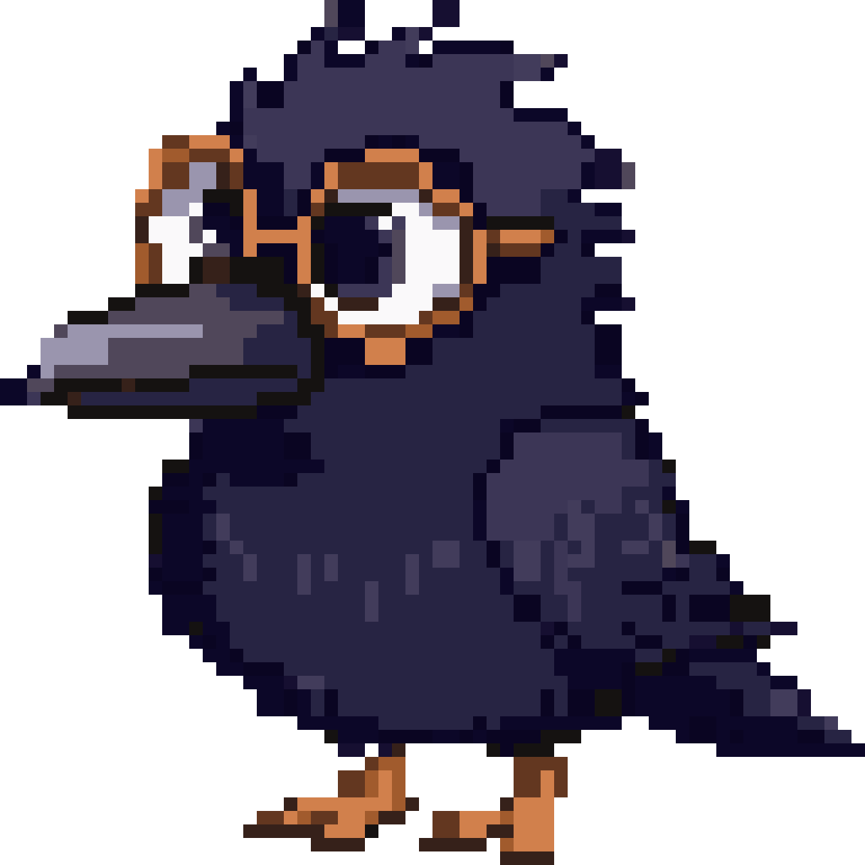 Cartoon crow with glasses pixel art