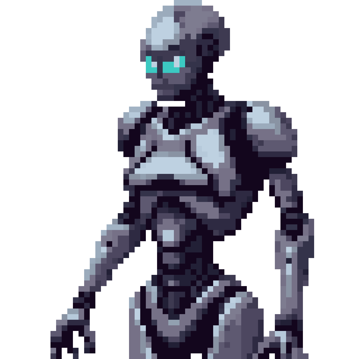 Skeletal humanoid robot pixel art