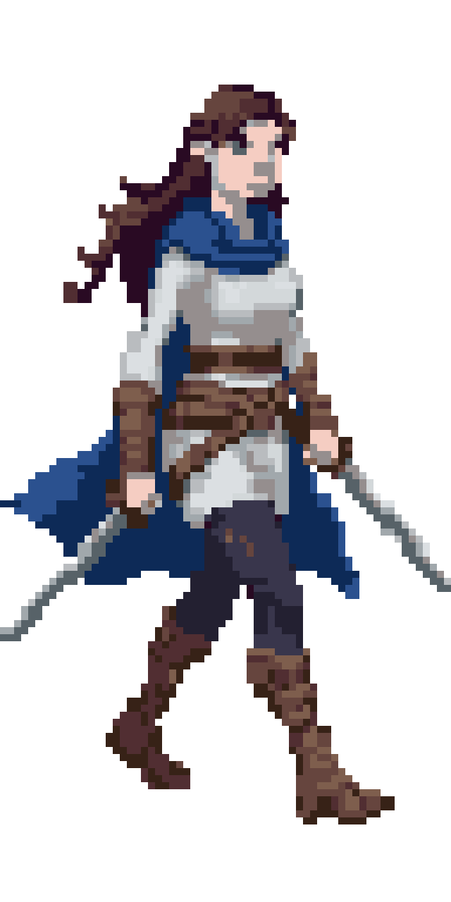 Realistic warrior woman pixel art
