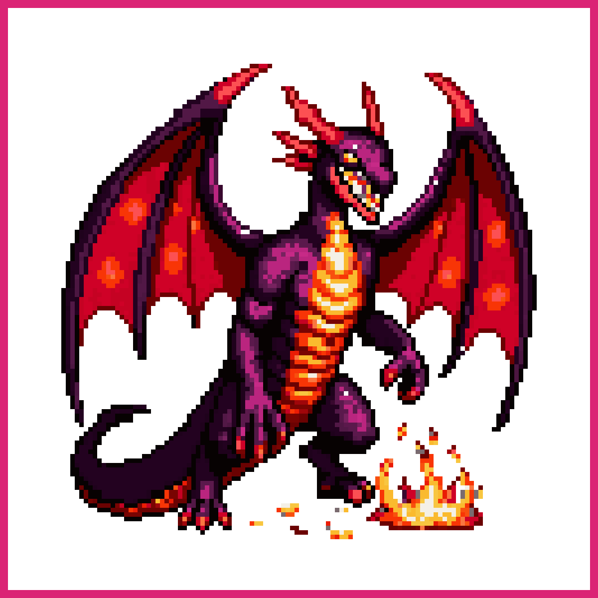 A colossal menacing crimson fire | Sprite-AI