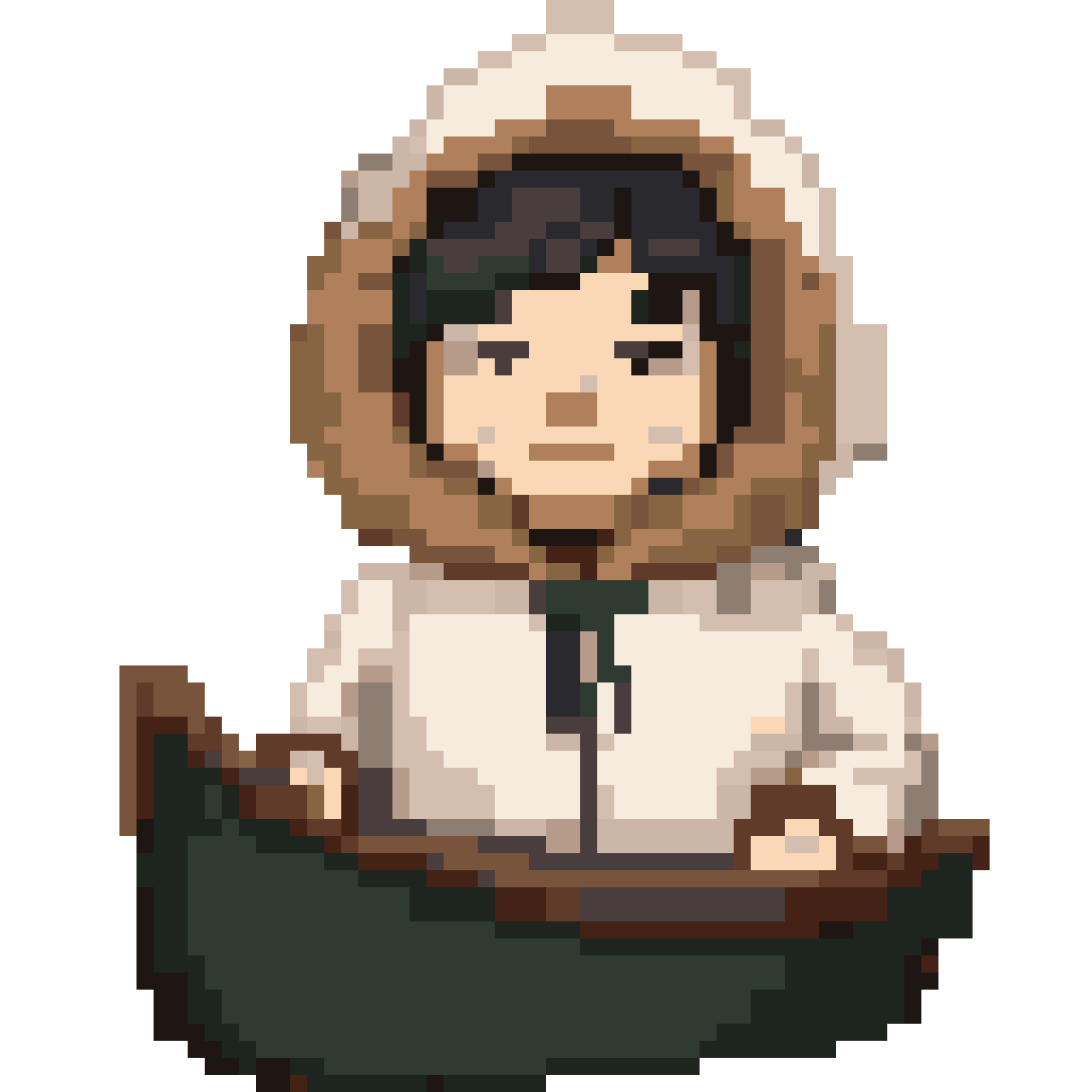 Inuit boy in kayak pixel art